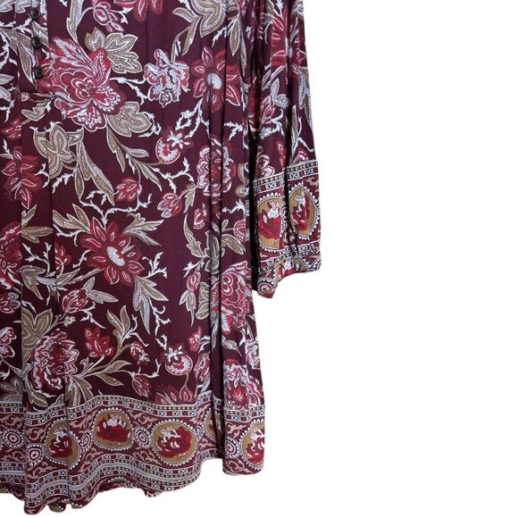 Lucky Brand Tunic Top Womens 1X Multicolor Floral Boho Split Neck Blouse - Picture 5 of 8